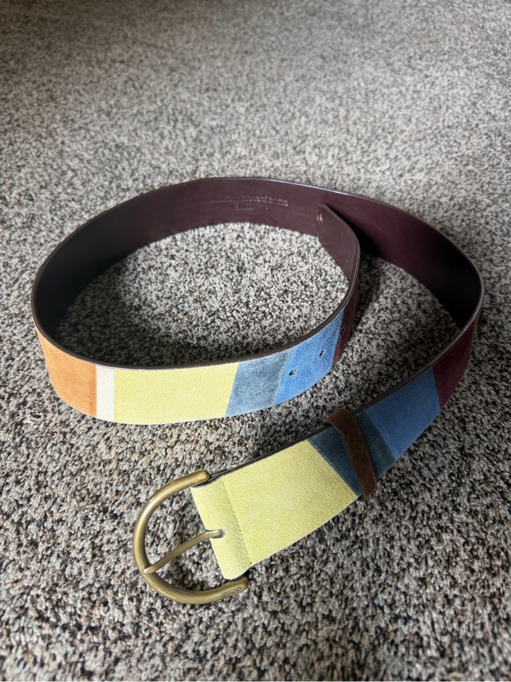 Vintage Coach 6378 Multicolor Suede Patchwork Leather Belt Y2K